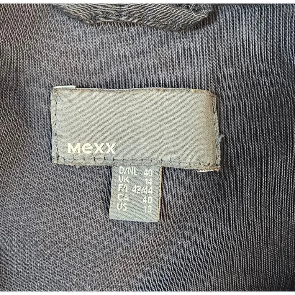 MEXX sz 10 black moto cargo grunge tie waist jacket button front EUC chic black